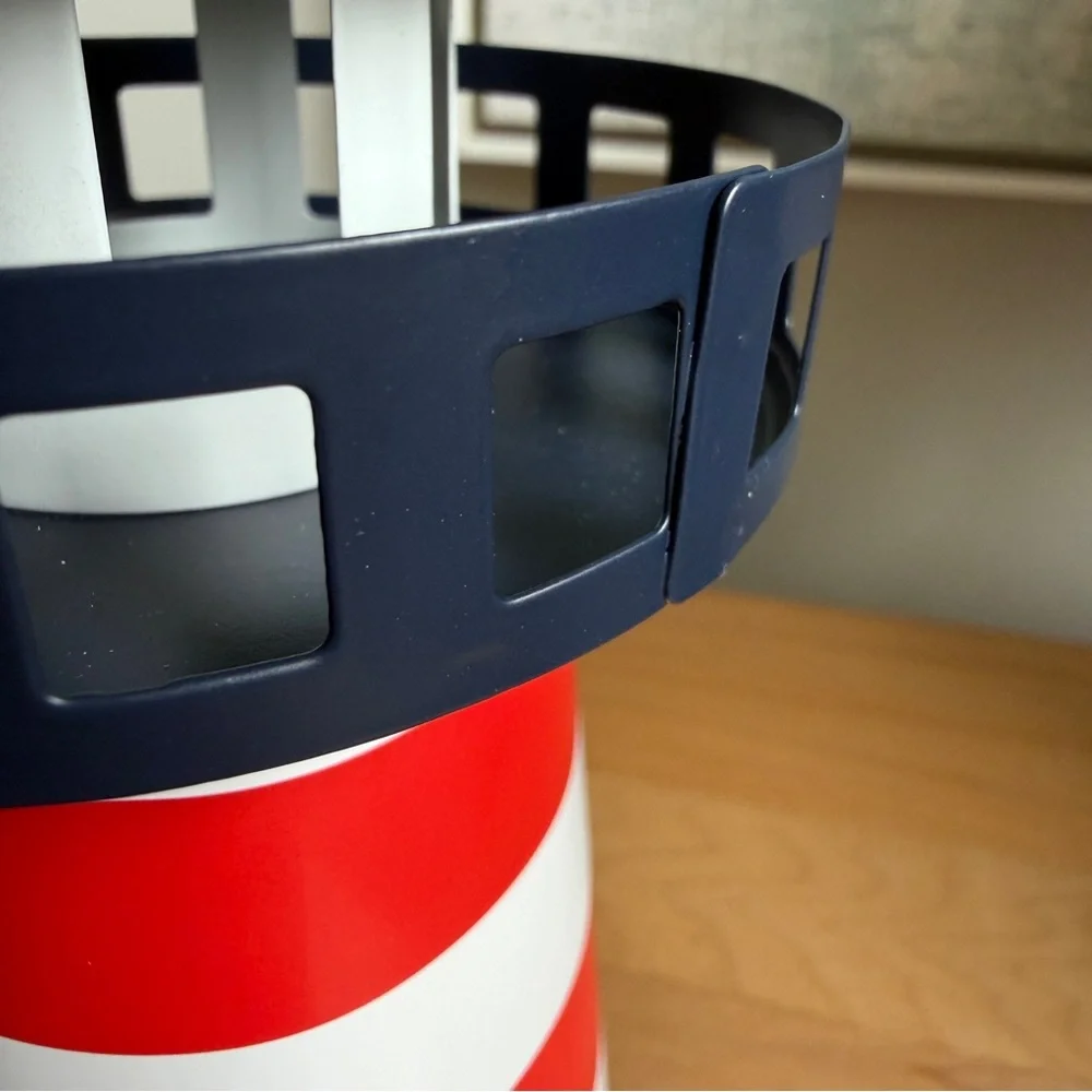 NWOT Target Bullseyes Playground Metal Nautical Coastal Lighthouse LED Lantern